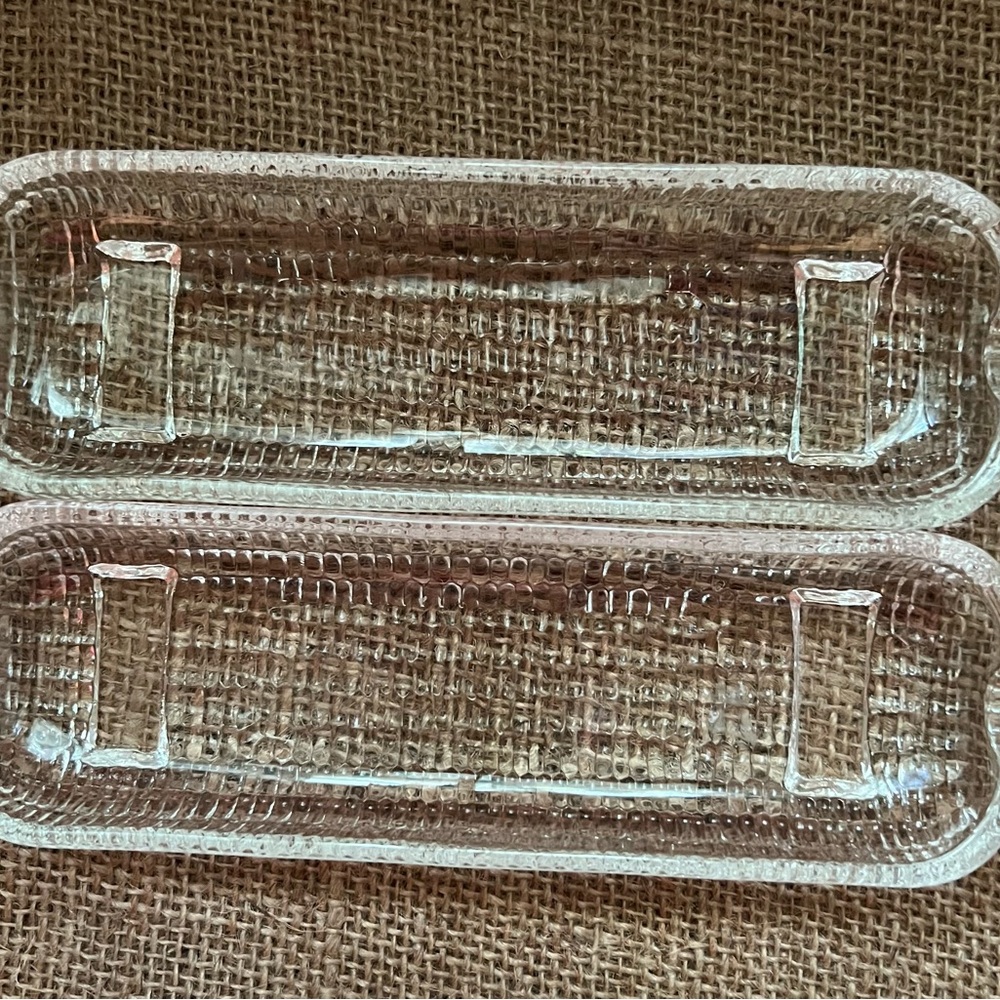 Vintage 1950’s Norpro Pressed Glass Cradle Corn Cob Set Excellent Condition